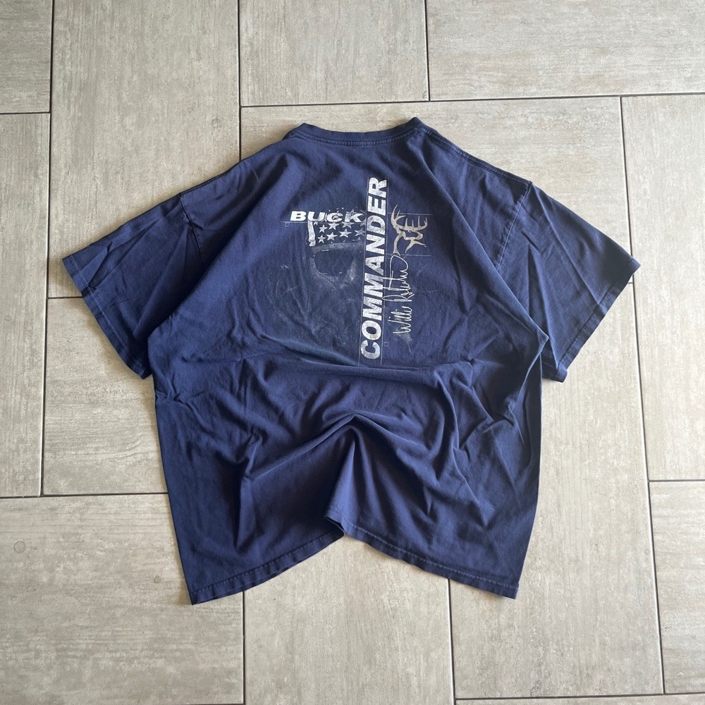 Buck Commander Mens Navy Blue Graphic T Shirt Willie Robertson 23.5x27.5